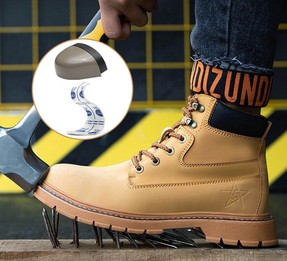 Рабочие ботинки lmprock Unisex Industrial Steel Toe Anti Ppoint, Water Resistant Safety Sheos Constructon Anti Slip Sparks Indestructible Work Boots, желтый — фото 4