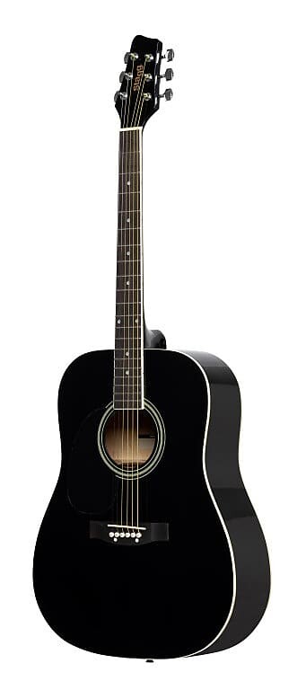 

Акустическая гитара STAGG Black dreadnought acoustic guitar with basswood top left-handed model