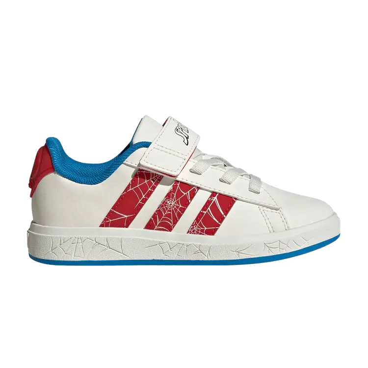 

Кроссовки adidas Marvel x Grand Court K 'Spider-Man - Red Web Stripes', белый