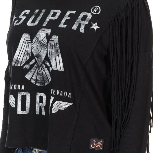 Женский свитер с длинными рукавами Colorado g60000gn с бахромой Superdry, черный — фото 2