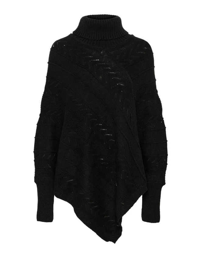 

Черный свитер-пончо с высоким воротником Cream, черный