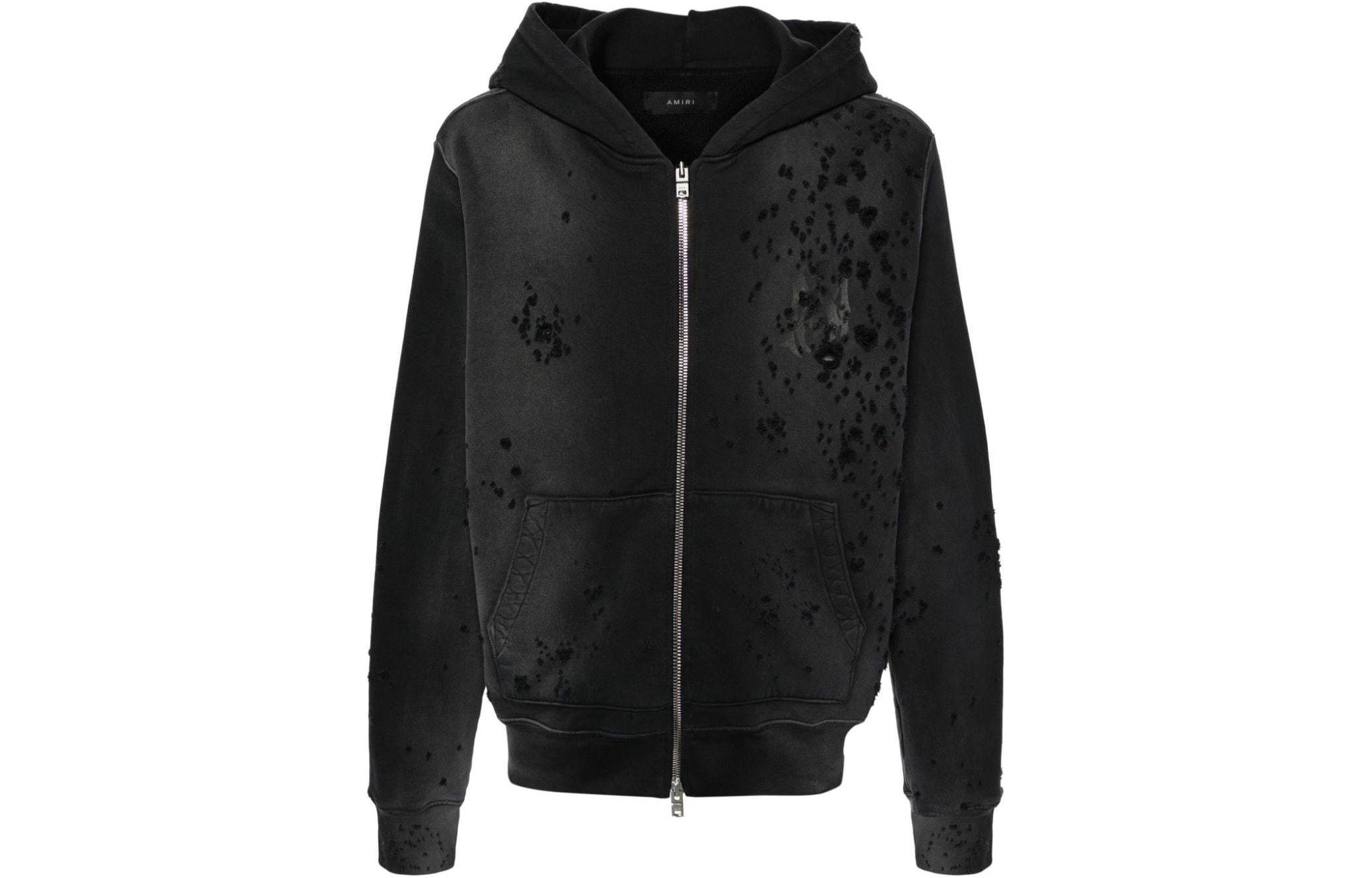 

Футболка с капюшоном на молнии и логотипом Ma Logo Shotgun AMIRI, черная