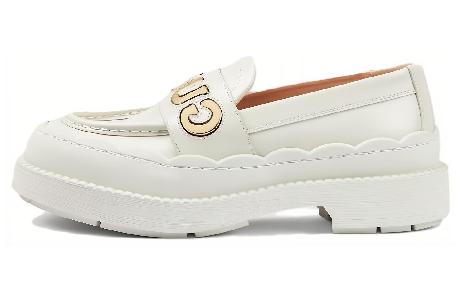 Лоферы 6 см женские белые GUCCI
