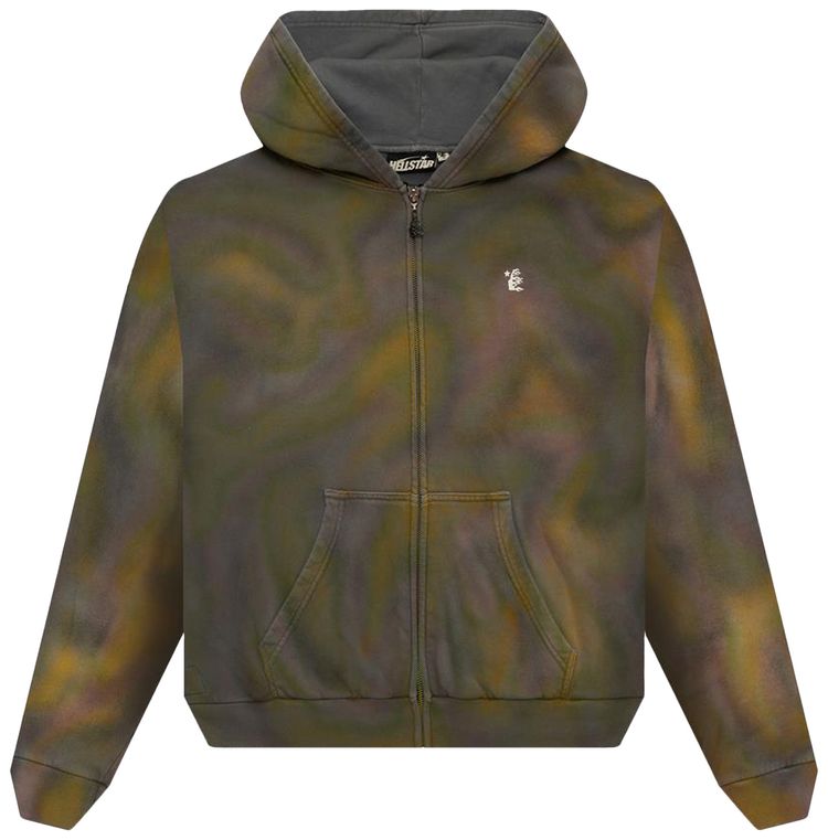 

Худи Hellstar Classic Logo Airbrush Zip-Up Hoodie 'Green', зеленый