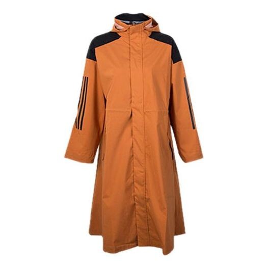 

Куртка sports hooded windproof long jacket khaki brown Adidas, коричневый