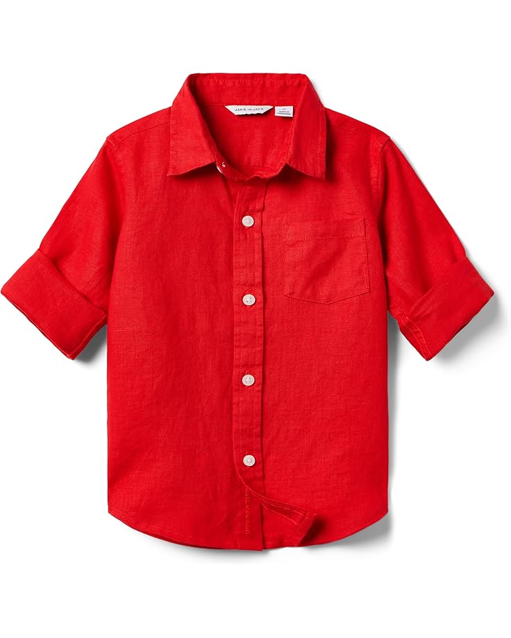 

Рубашка Janie and Jack Linen Roll Up Shirt, красный