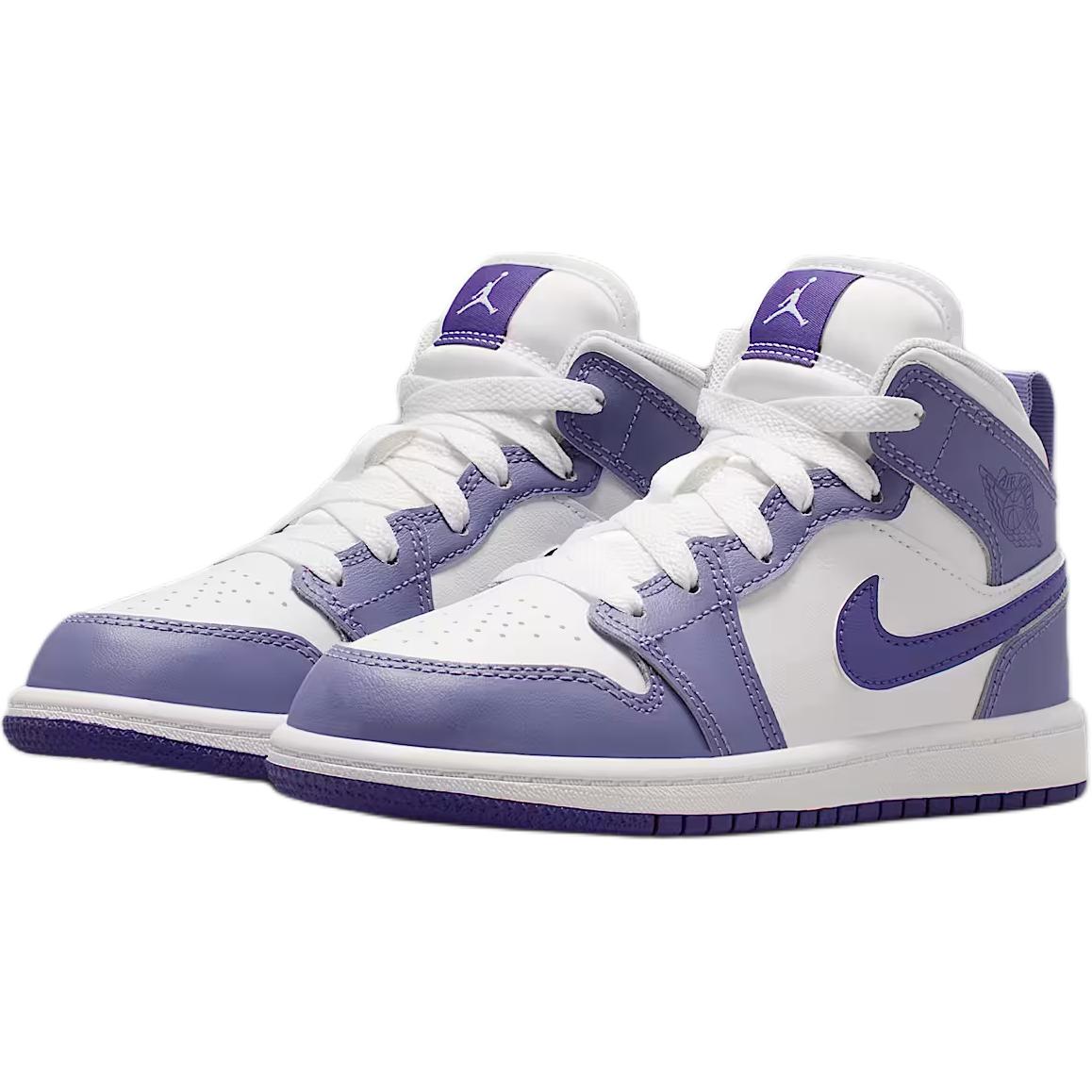 Jordan Air 1 Abrasion Resistant Mid top детские баскетбольные кроссовки Purple White Kids' — фото 4