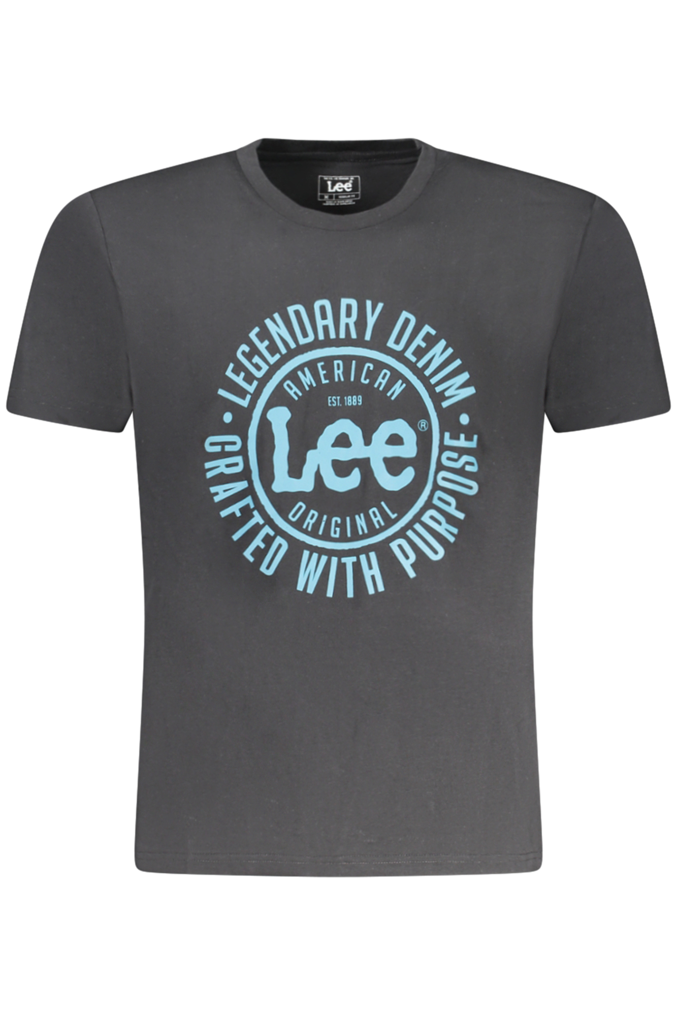 

Мужская футболка Lee хлопковая с голубым принтом, черный