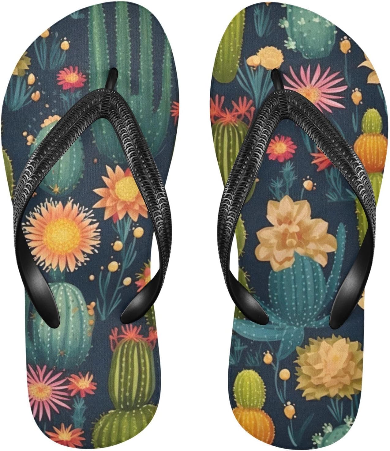 

Шлепанцы с цветочным рисунком кактусов, пляжные летние повседневные сандалии для женщин и мужчин, обувь для душа, размер XS Kfbe, Cactus