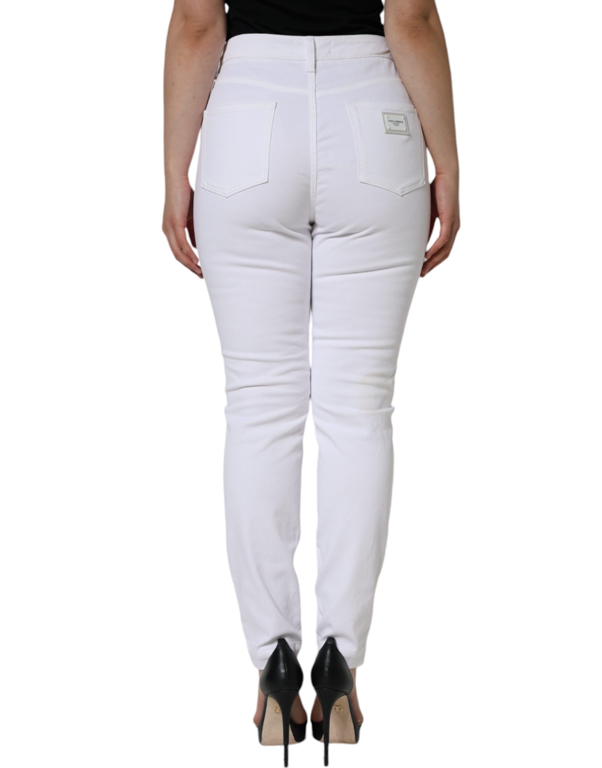 Белые хлопковые эластичные джинсы AUDREY Skinny Dolce & Gabbana — фото 3