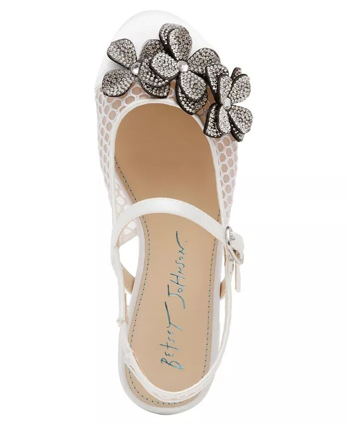 Туфли Sofya Mesh Flats с цветами для маленьких и больших девочек Betsey Johnson, слоновая кость/кремовый — фото 3
