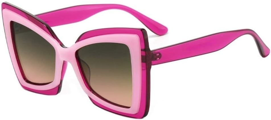 

Модные солнцезащитные очки большого размера «кошачий глаз» с двухцветными линзами в стиле ретро, ​​градиентные линзы, защита от УФ-излучения UV400, трендовые солнцезащитные очки для мужчин SKFGNX, Purple Green Pink