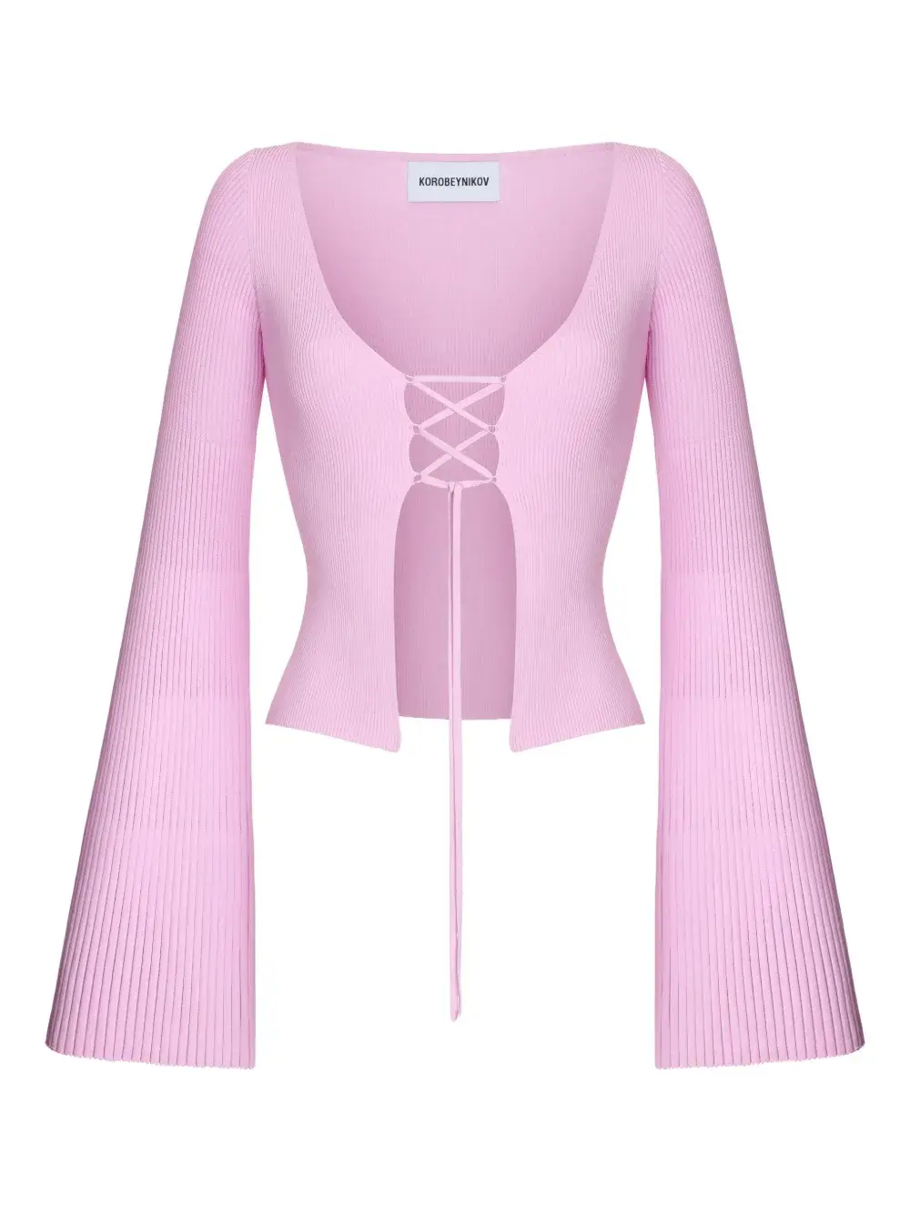 

Топ в рубчик со шнуровкой KOROBEYNIKOV, розовый