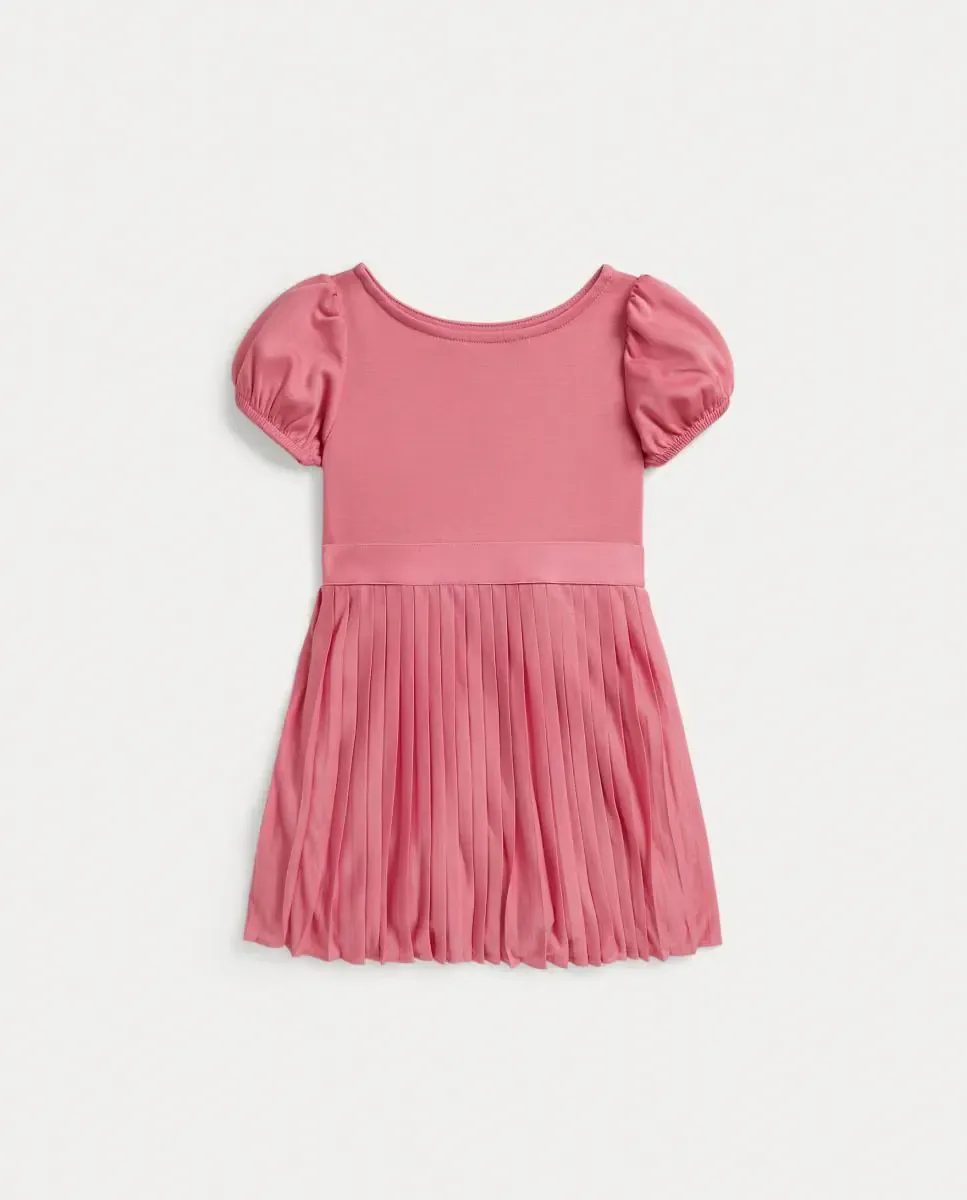 Детское хлопковое платье с контрастным поясом Polo Ralph Lauren, розовый — фото 2