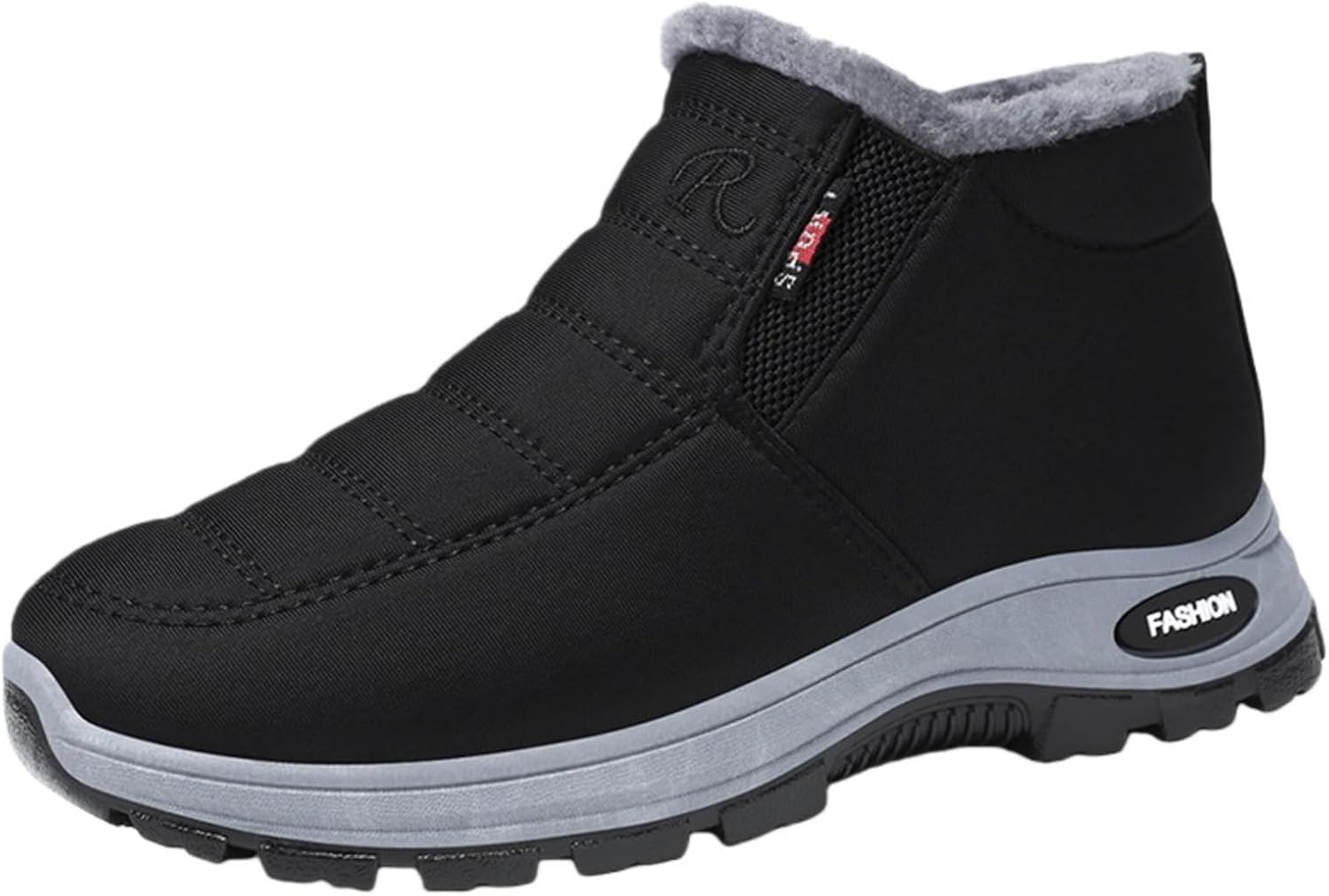 

Теплые зимние ботинки, легкие с мехом, пушистые, с поддержкой свода стопы, на легкой шнуровке, для походов, унисекс Generic, черный