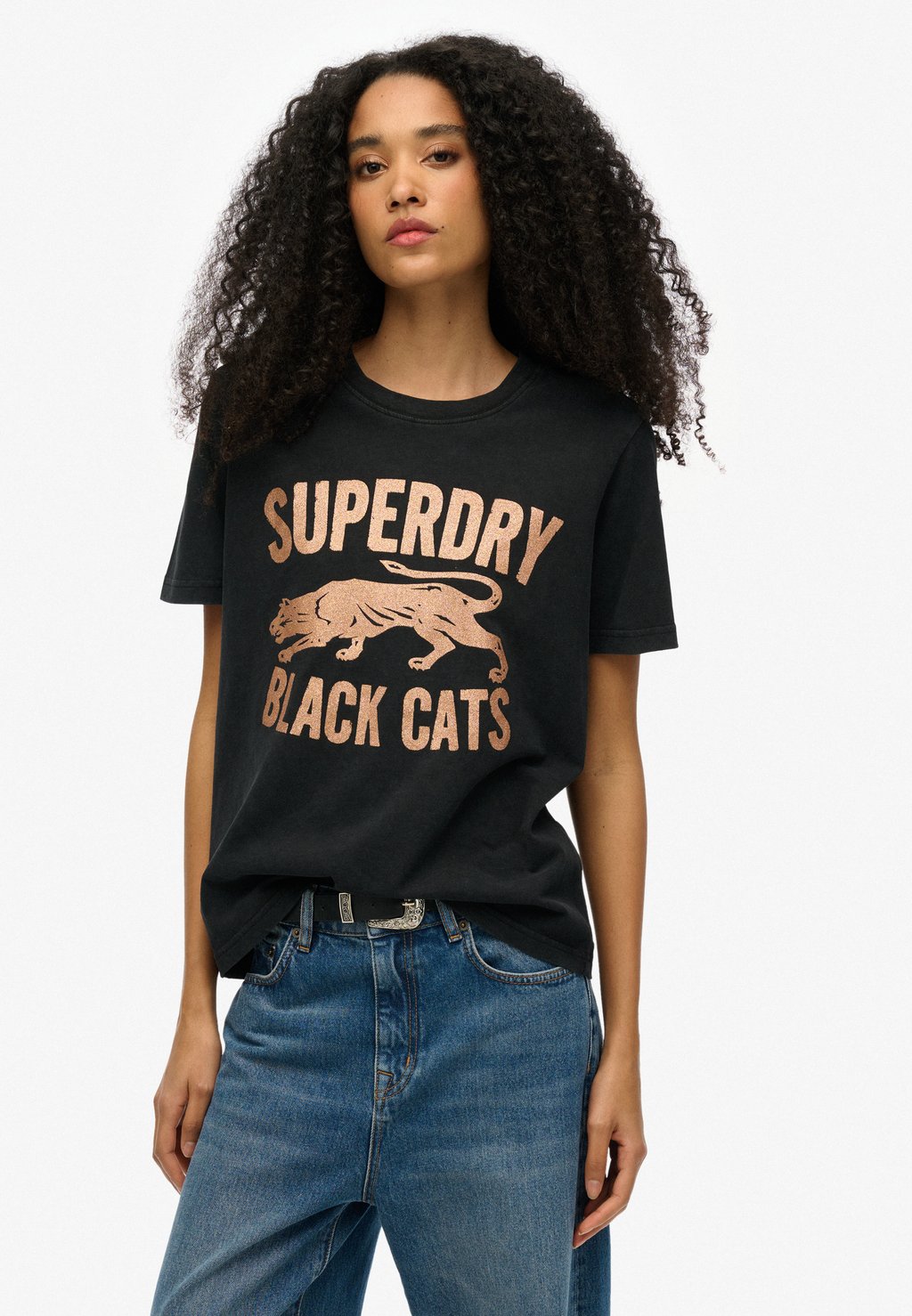 

Футболка с принтом EMBELLISHED VARSITY Superdry, черный