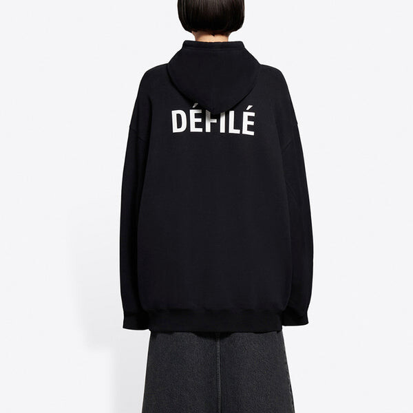 Свитер fleece sports hoodie black Balenciaga, черный — фото 4