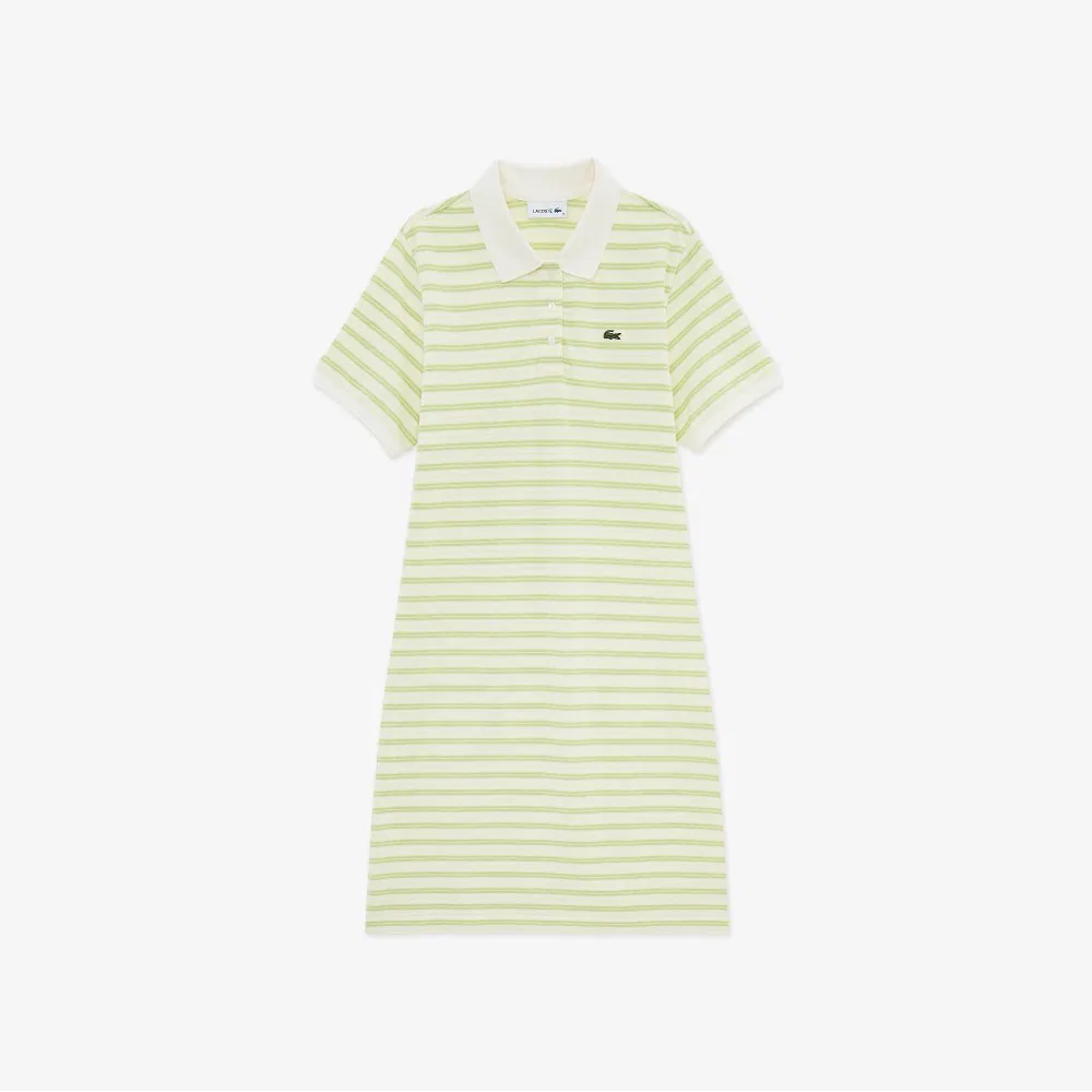 Платье-поло Lacoste ef800e-56g, мультиполоска, светло-зелёное