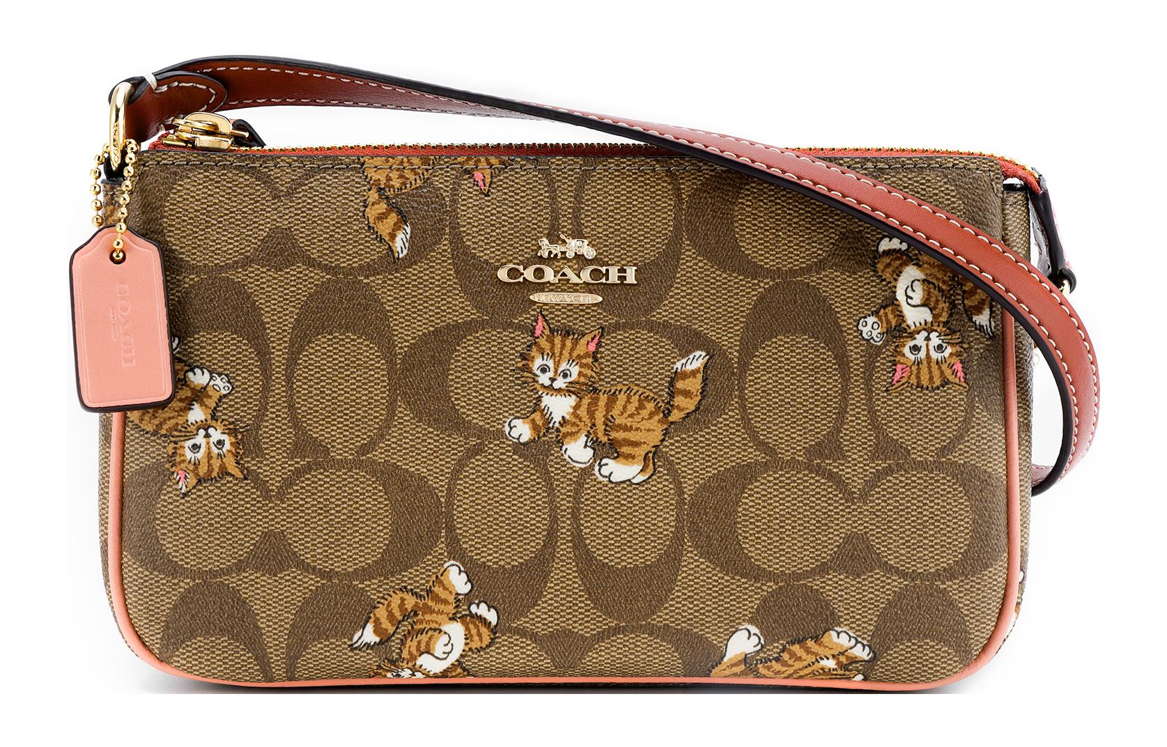 

Сумка через плечо Nolita Iconic из прорезиненной ткани с гладкой кожей Trumpets Women's Khaki Monogram COACH