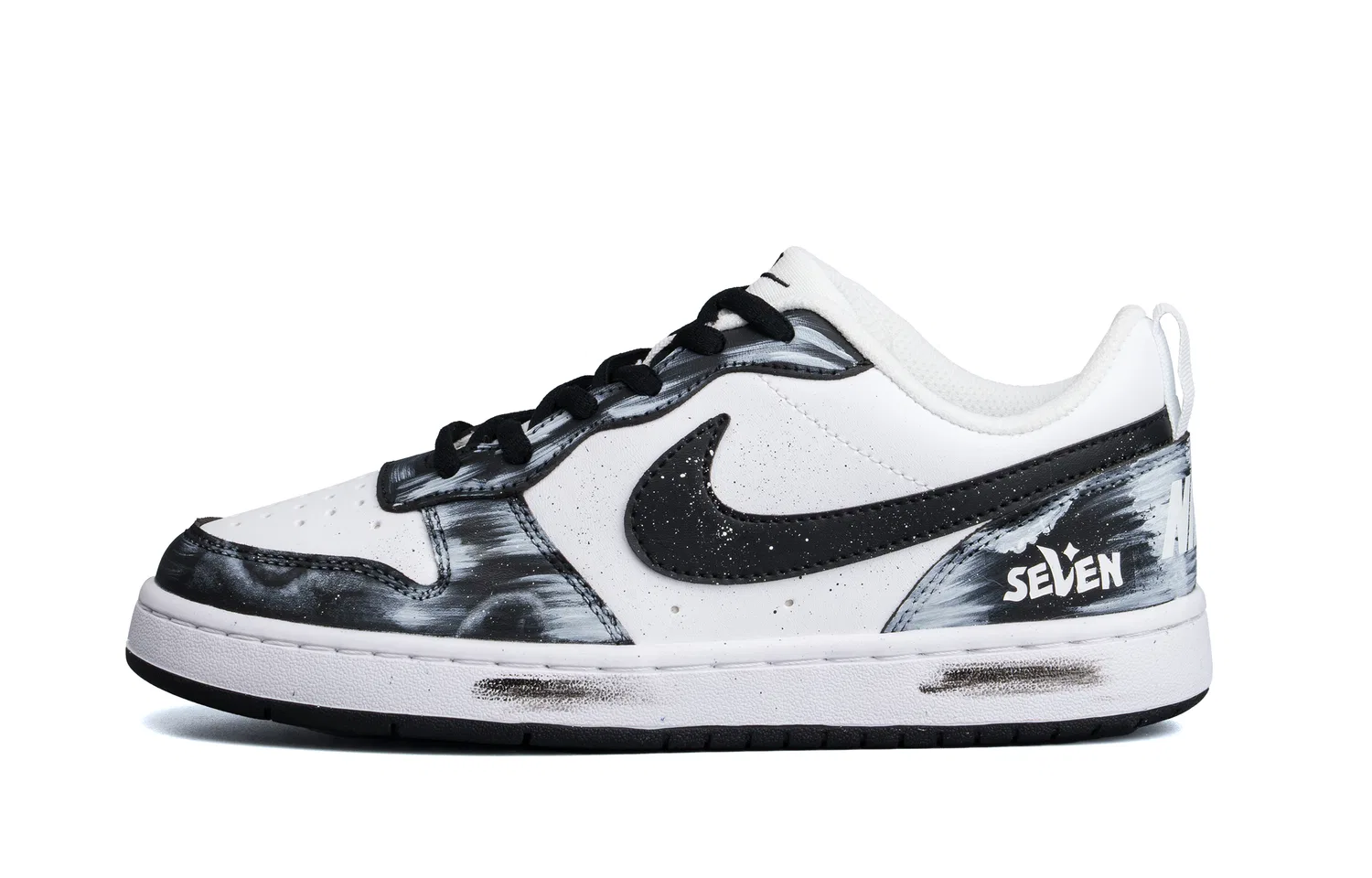 Кроссовки для скейтбординга Court Borough Synthetic Leather Low top Kids', черно-белые, для подростков Nike, Black