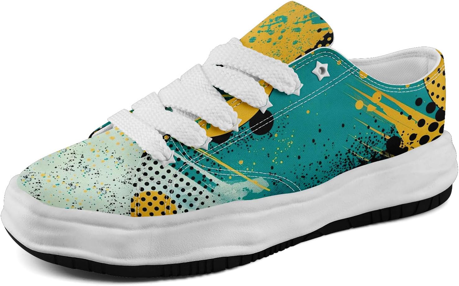 

Мужские кроссовки coolcustomize из холщовой ткани с граффити, цветные повседневные низкие кеды на шнуровке для женщин с абстрактным уличным арт-дизайном, белый