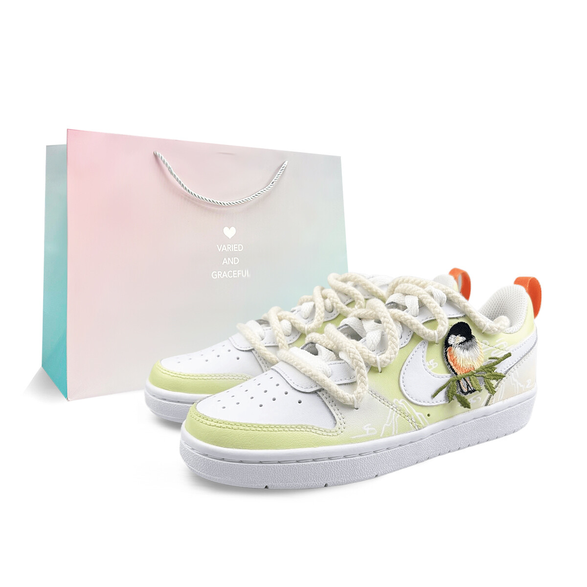 

Кроссовки Nike Court Borough Skateboarding Shoes Women's Low-top Yellow, белый/желтый