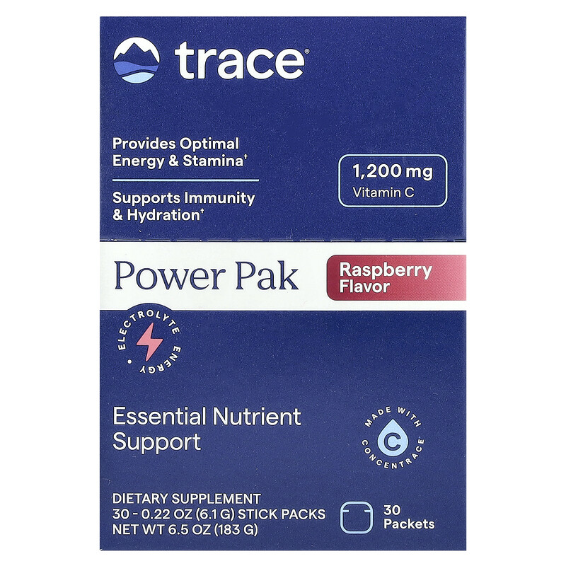 

Trace, PowerPak, с малиновым вкусом, 30 стик-пакетов по 6,1 г (0,22 унции)