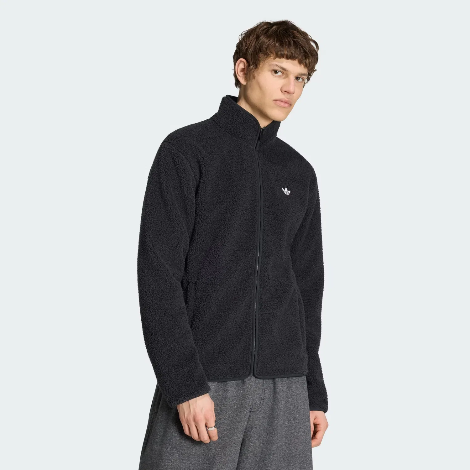 Флисовая куртка Adidas Originals Trefoil Essentials черного цвета — фото 2