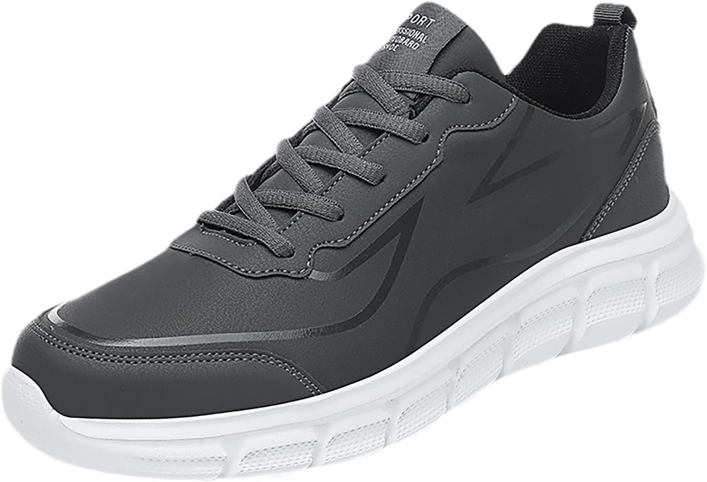 

Мужские слипоны на шнуровке, удобные кроссовки из PU-кожи с эффектом памяти, дышащие, модные, противоскользящие, для путешествий, бега и работы Generic, серый