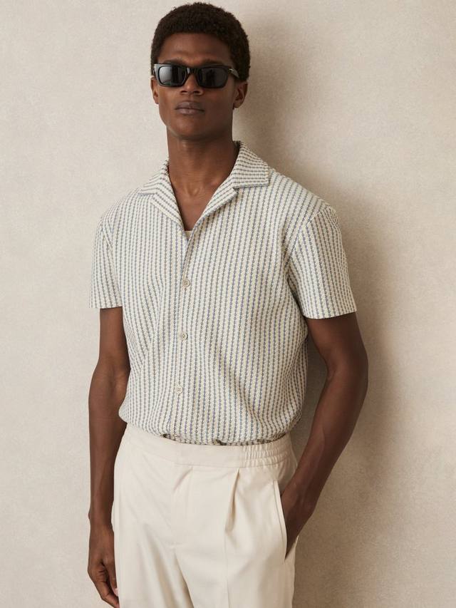 

Рубашка с коротким рукавом в полоску Tower Reiss, White/Soft Blue