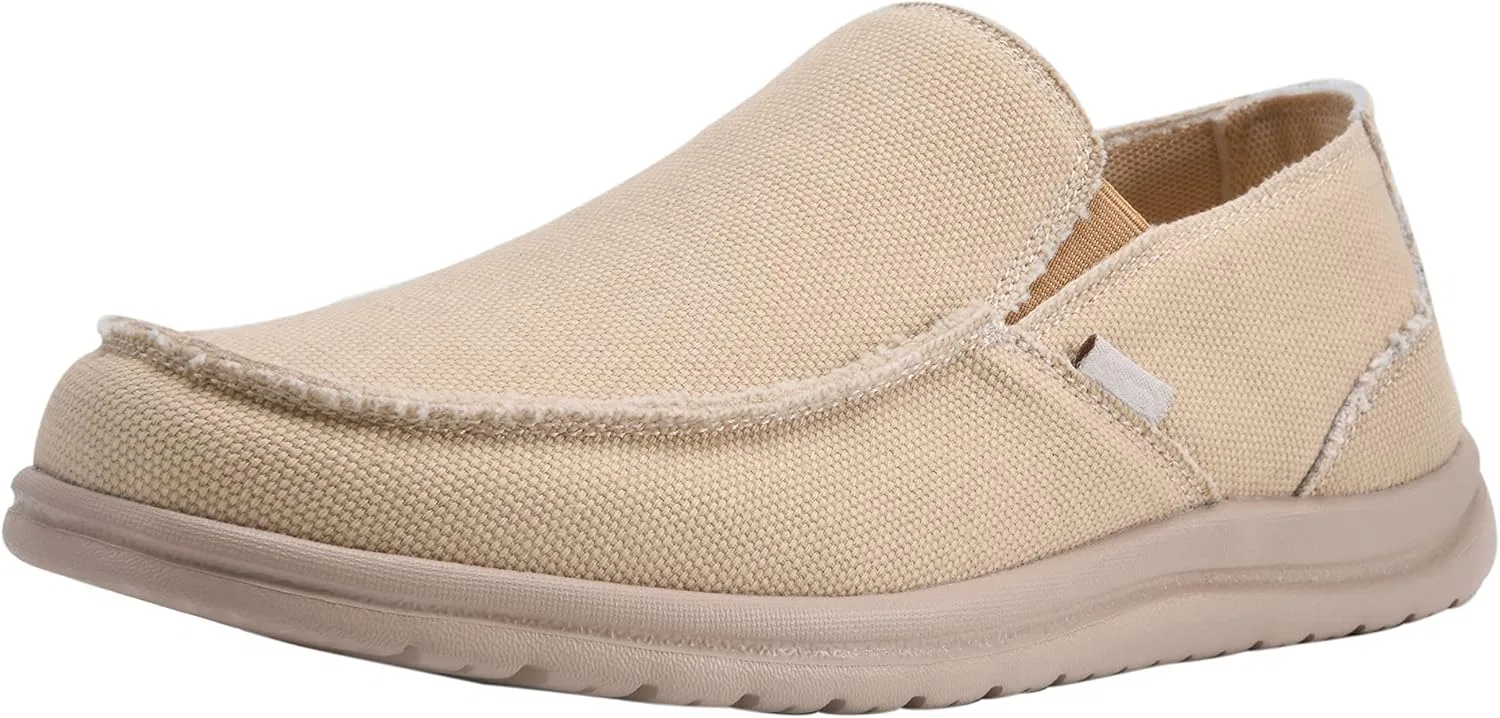 Мужские парусиновые туфли без шнурков, легкие повседневные туфли Canven, Light Khaki