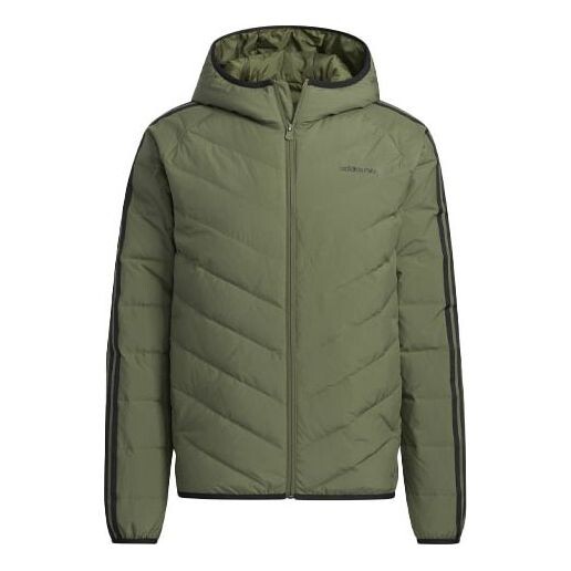 

Пуховик Men's adidas neo 3s Lw Down Jk Stay Warm Sports Hooded Down Jacket Dark Olive Green, мультиколор