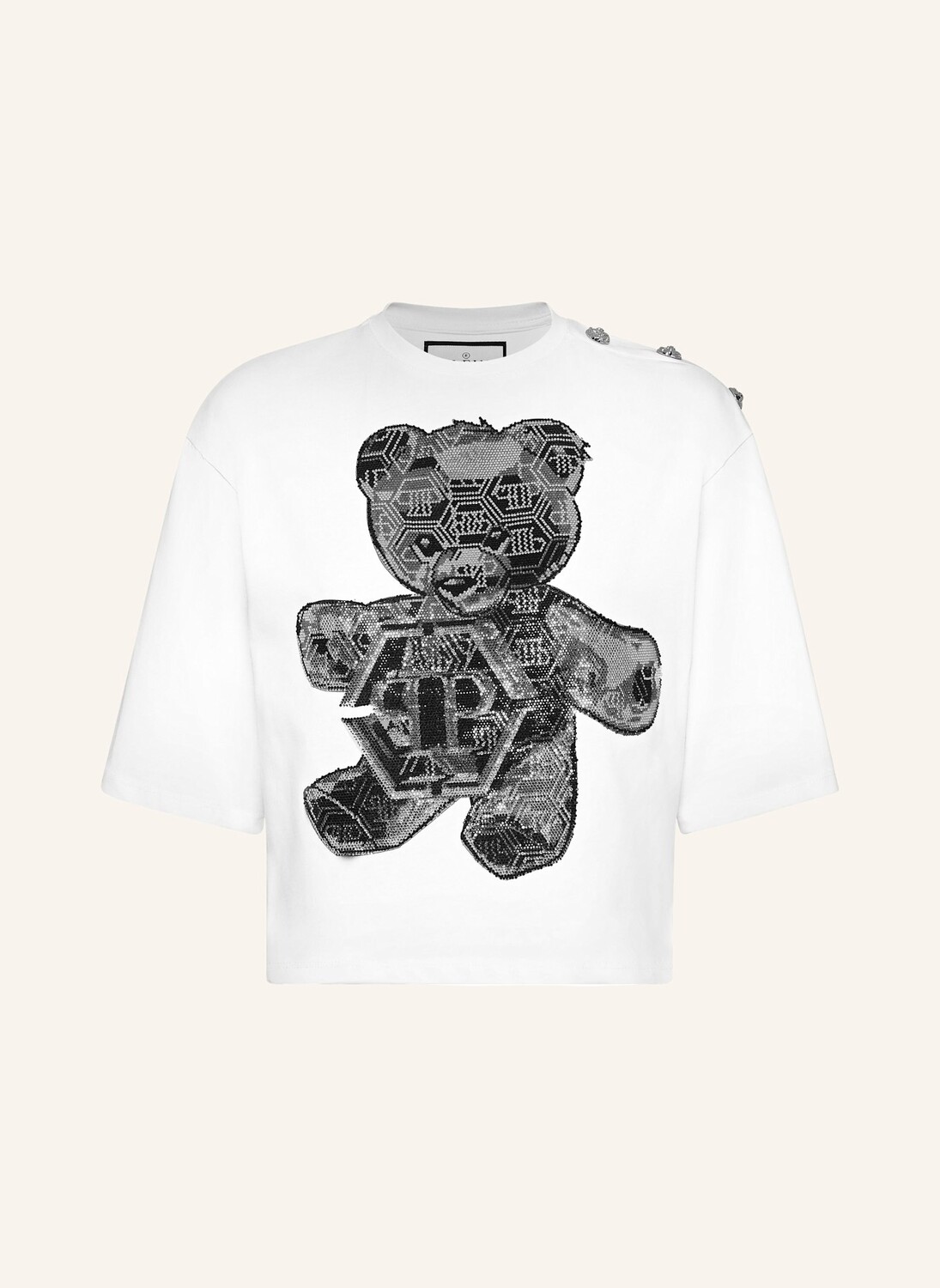 

Футболка с плюшевым мишкой из драгоценных камней Philipp Plein, белый