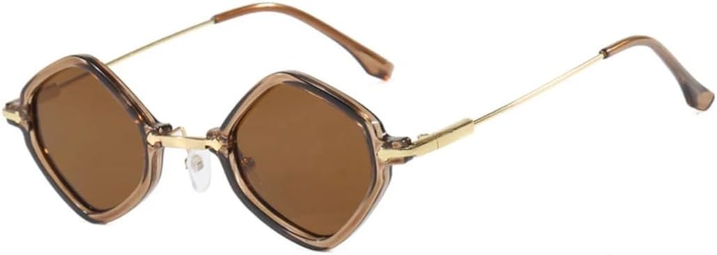 

Винтажные солнцезащитные очки в стиле панк с ромбовидным рисунком для женщин и мужчин, роскошные солнцезащитные очки в металлической оправе для вождения VVTWSSW, Brown Brown