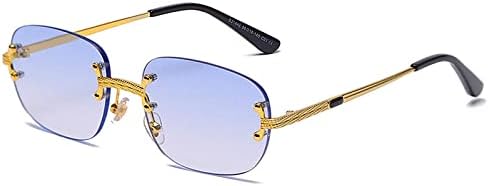 

Популярные солнцезащитные очки 2026 года, маленькие, прямоугольной формы, в стиле ретро, ​​без оправы, с зеркальным покрытием, защита от УФ-излучения UV400 MTZJH, Blue Gradient