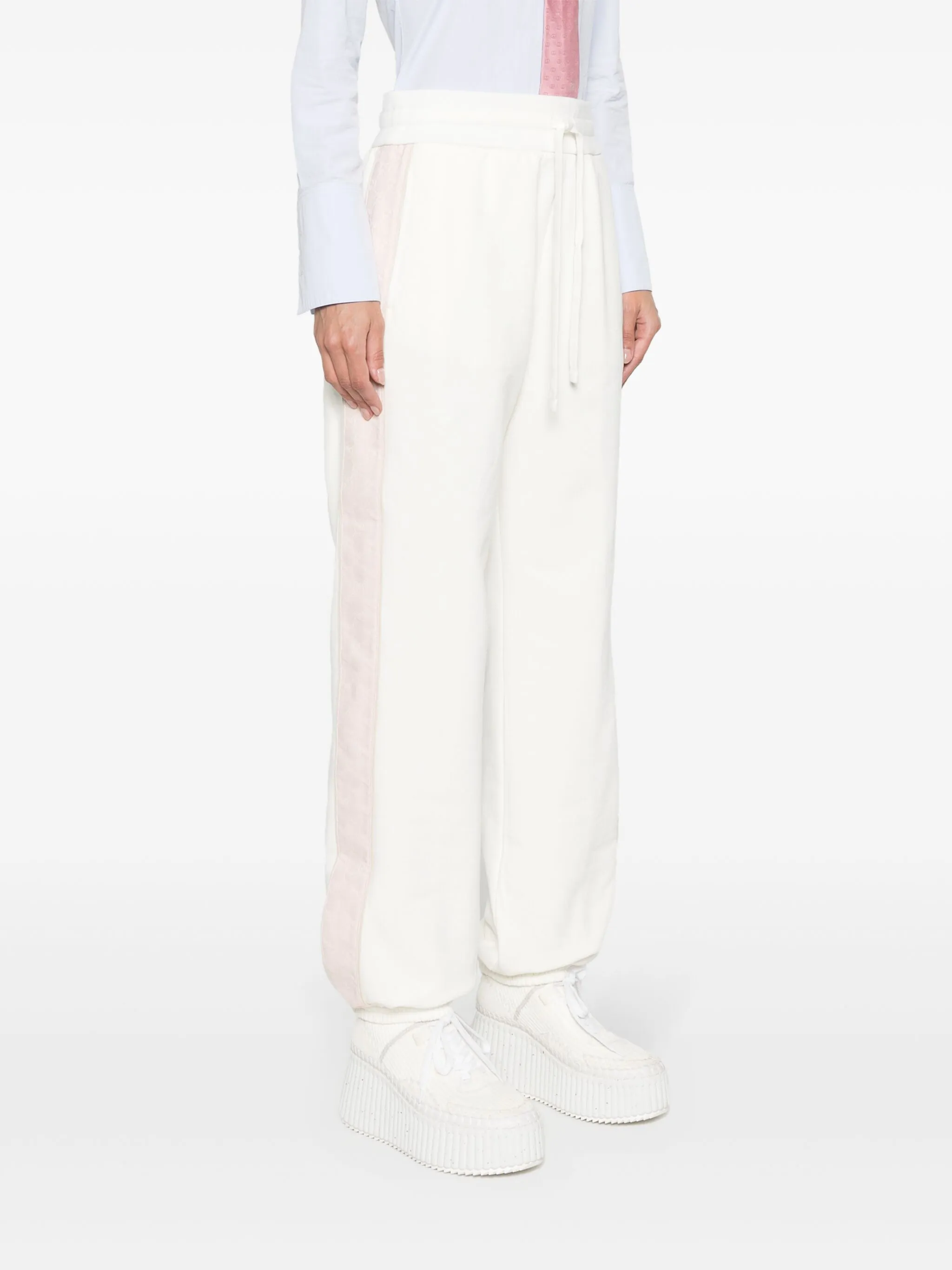 Спортивные брюки Gucci с логотипом Interlocking G, классический крой, белый — фото 3