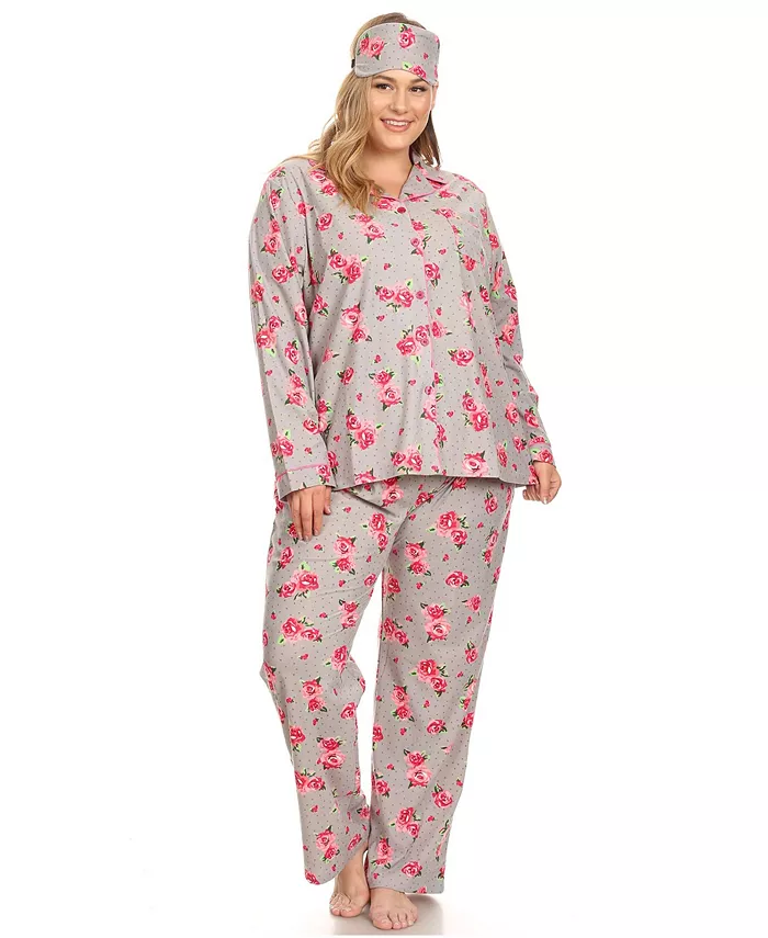 

Пижамный комплект из 3 предметов Plus Size White Mark, серебряный