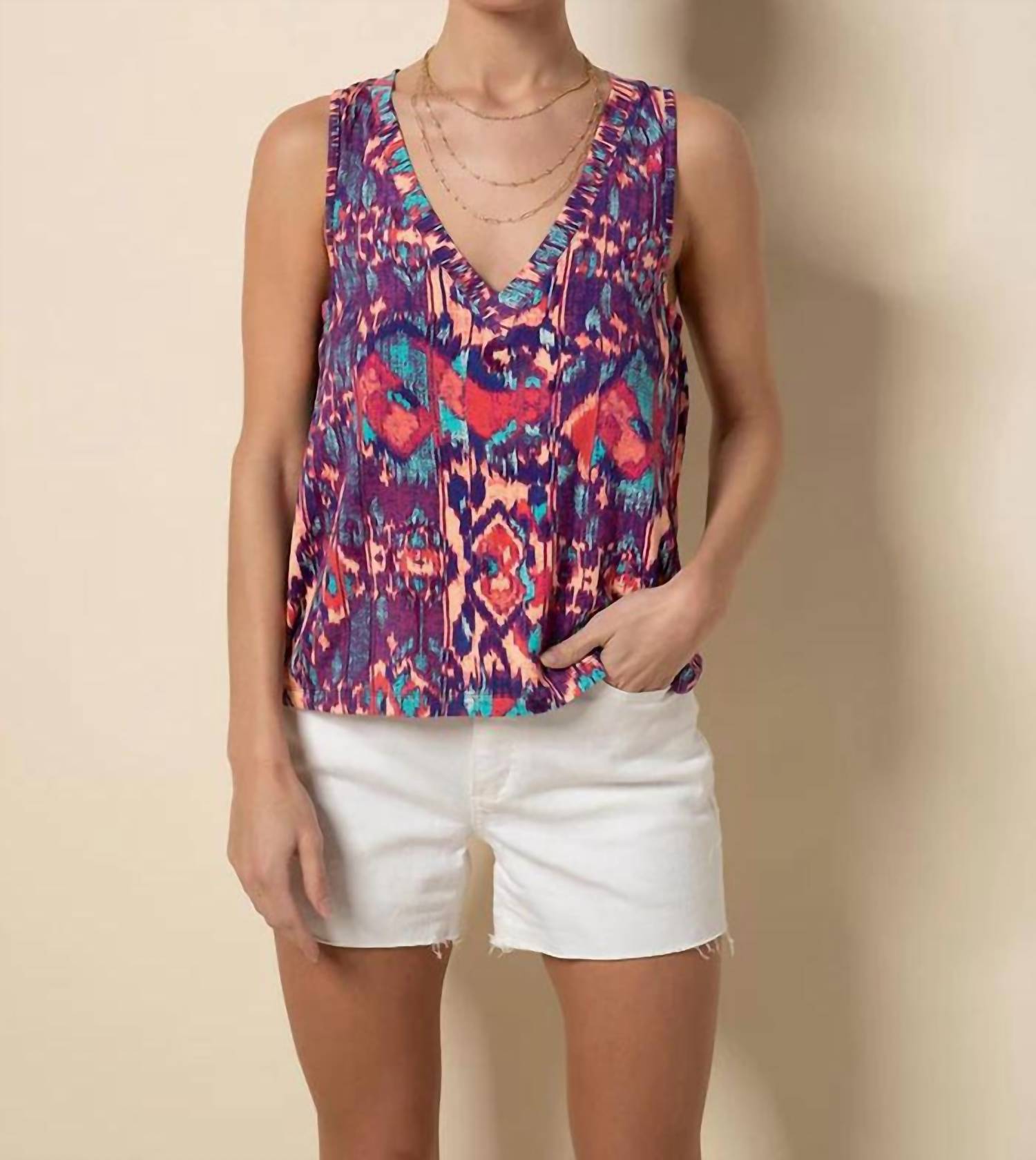 

Майка Onida из крупного меланжевого иката Tart Collections, цвет large ikat melange