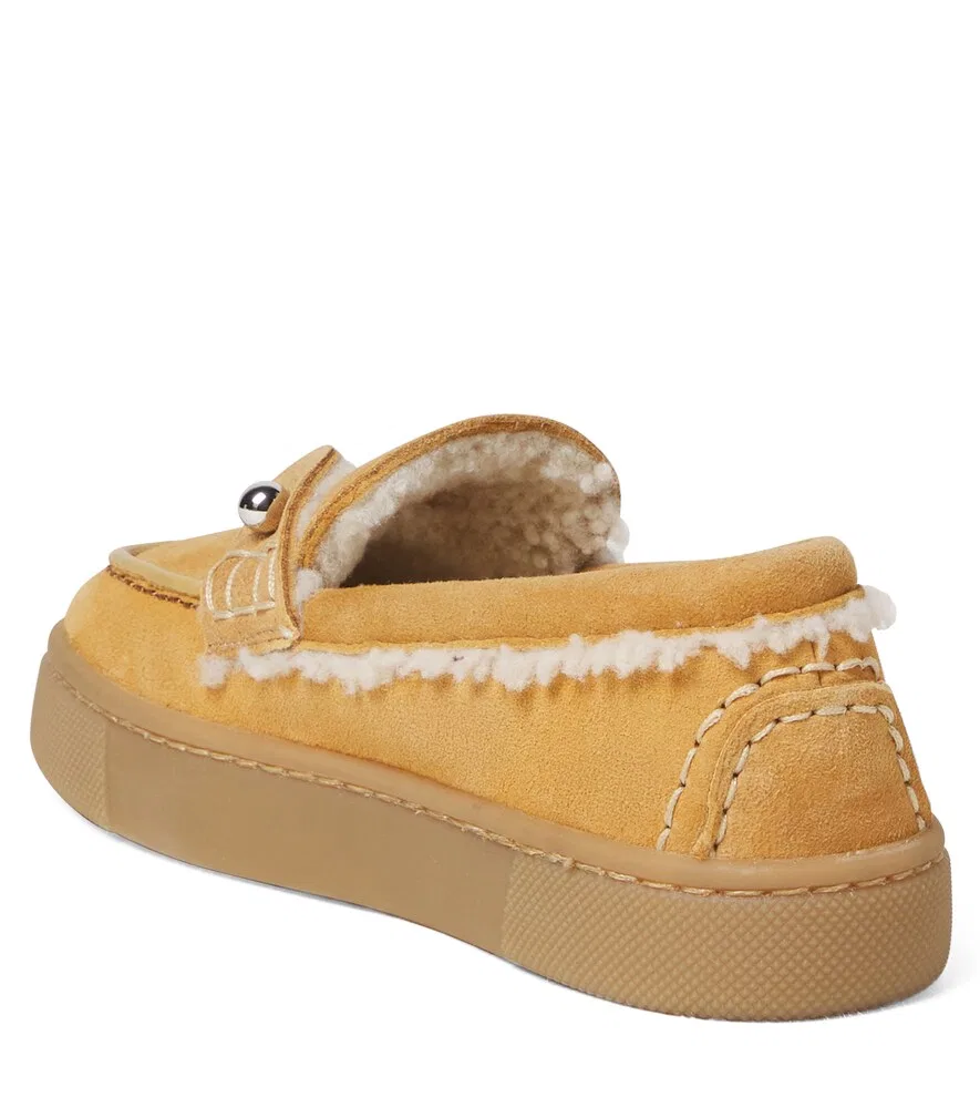 Лоферы Chambelikid из замши с подкладкой из овчины Christian Louboutin Kids, желтый — фото 2