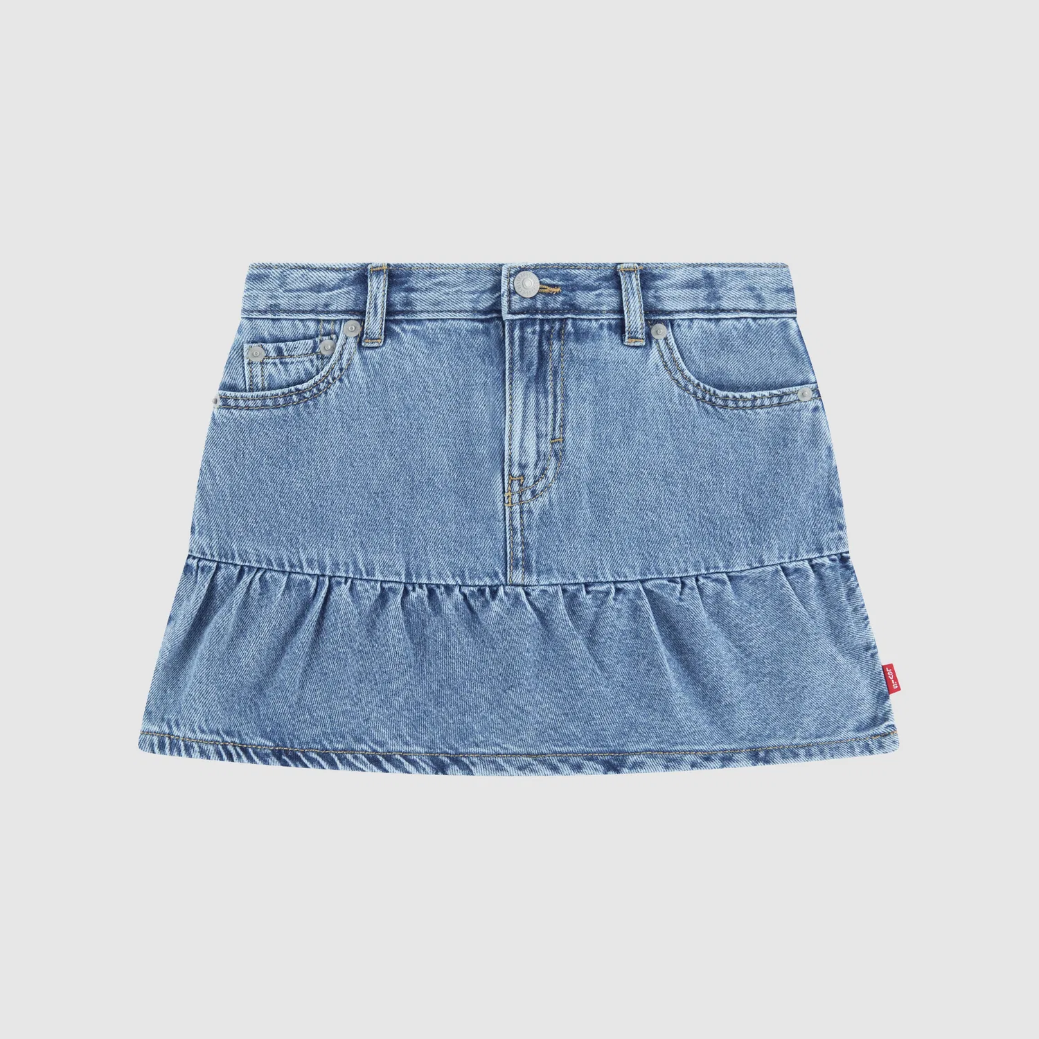 Джинсовая юбка-шорты с оборками для девочек 4-6 лет Levi's, Medium Wash