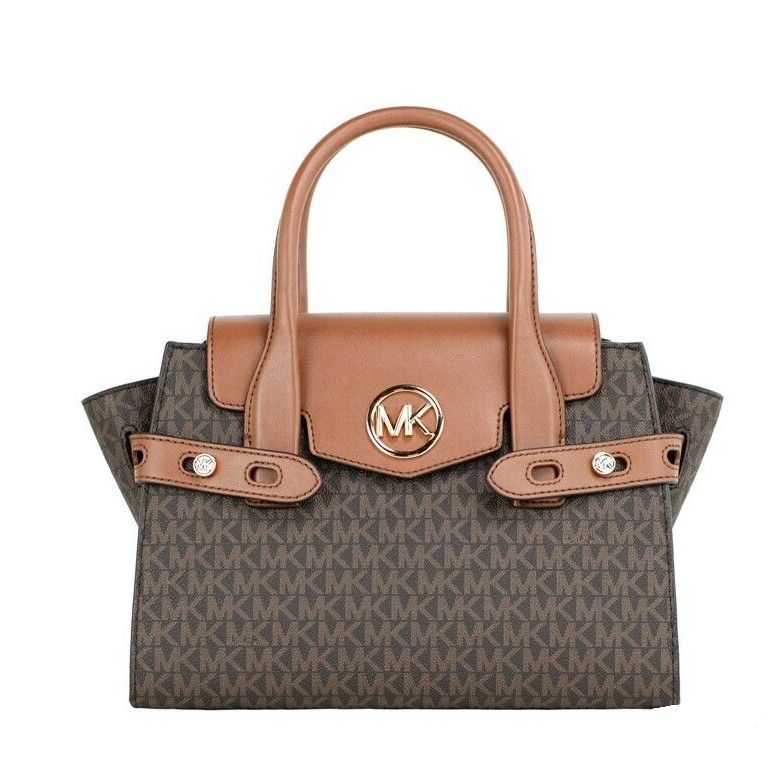 

Carmen Medium сумка-портфель из ПВХ-кожи коричневая подпись Michael Kors