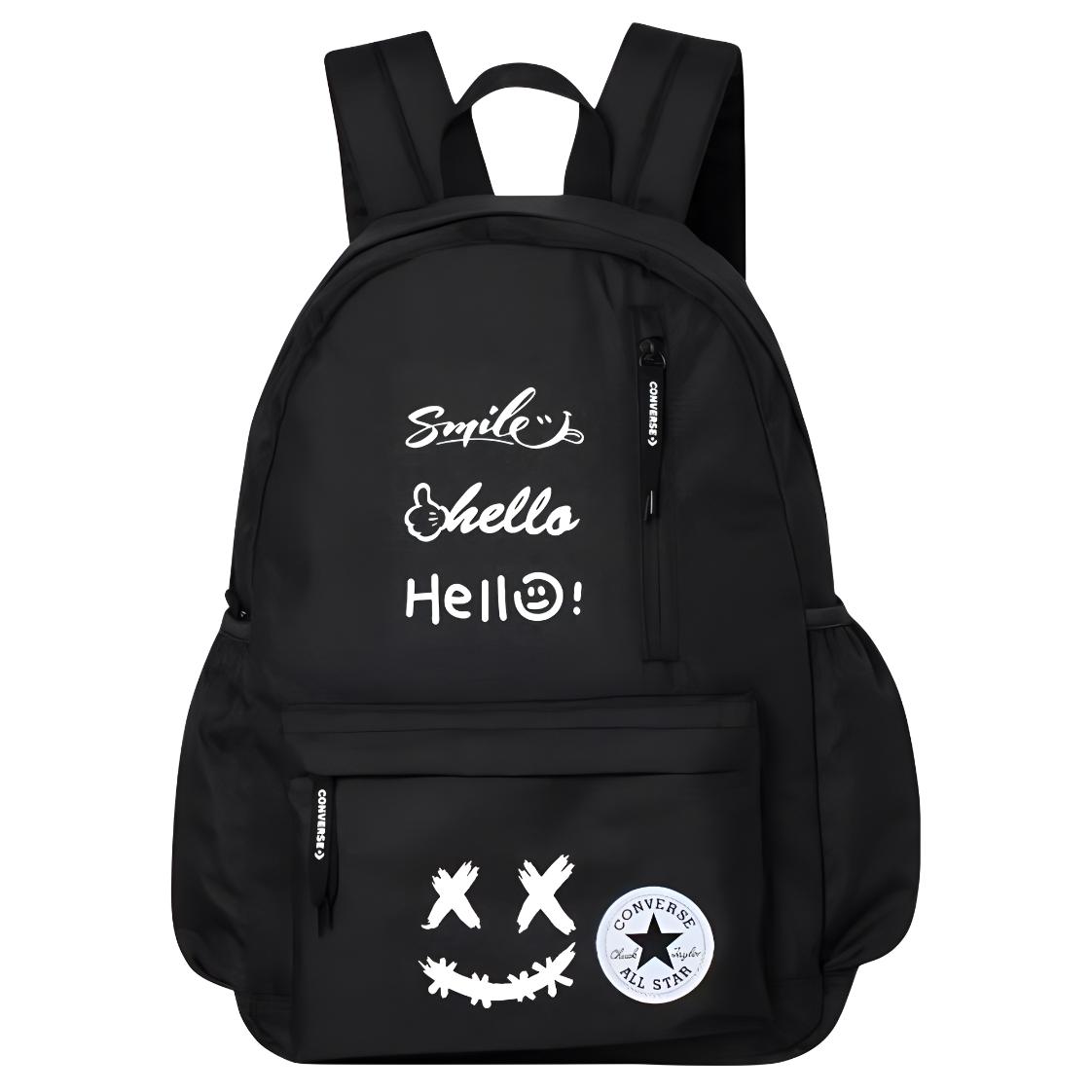 

Converse Полиэстеровый рюкзак среднего размера унисекс черный, Letter Smiley Face