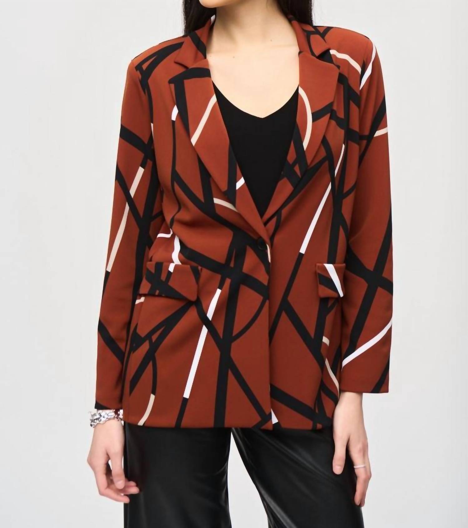 

Длинный жакет с абстрактным принтом в цвете корица/мульти Joseph Ribkoff