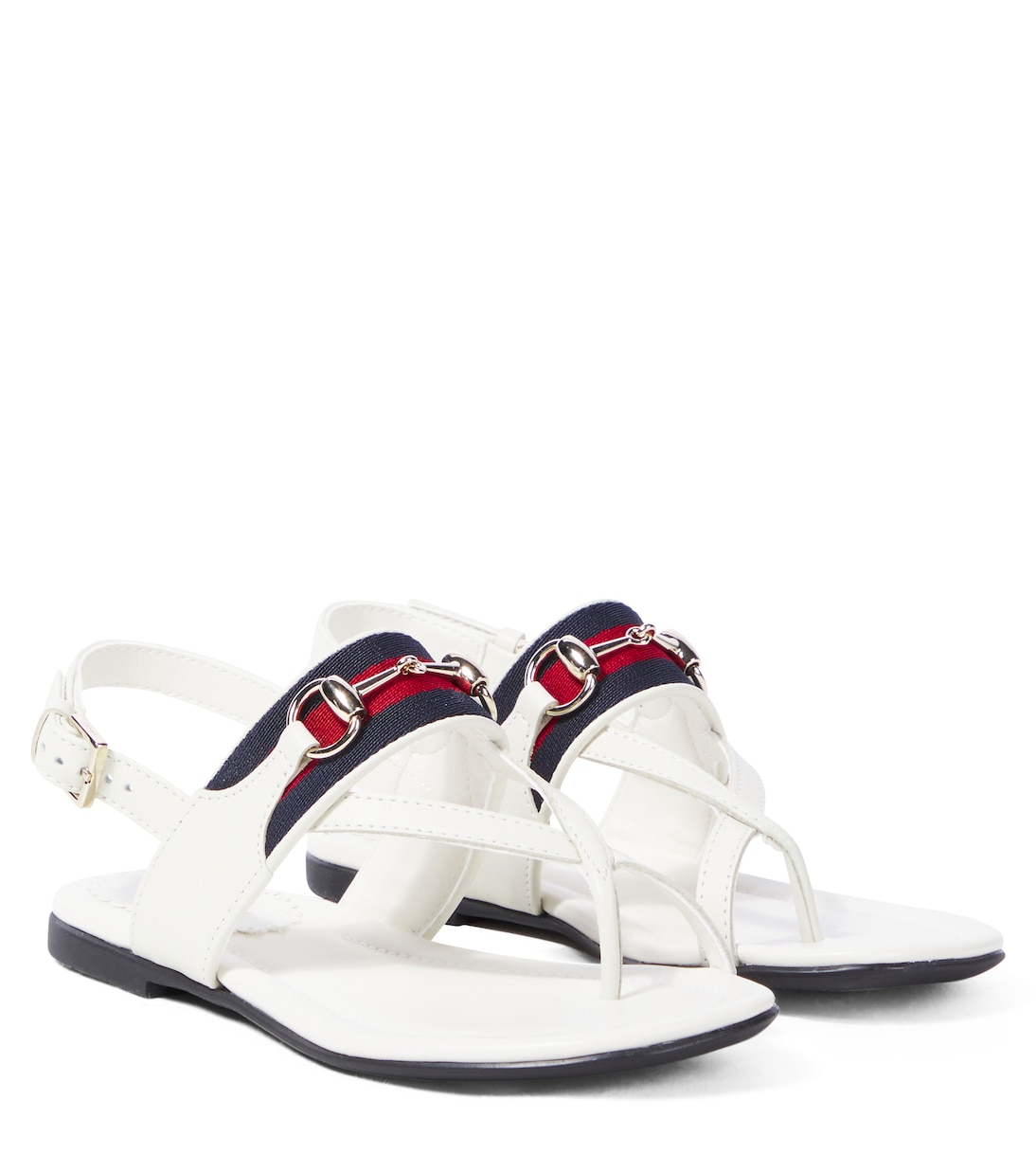 

Кожаные сандалии-танкетки Gucci Kids, Dusty White/Brb