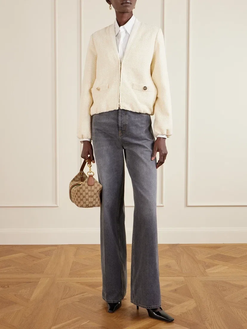 Куртка Gucci из букле, смесовая хлопковая ткань, бежевый — фото 2