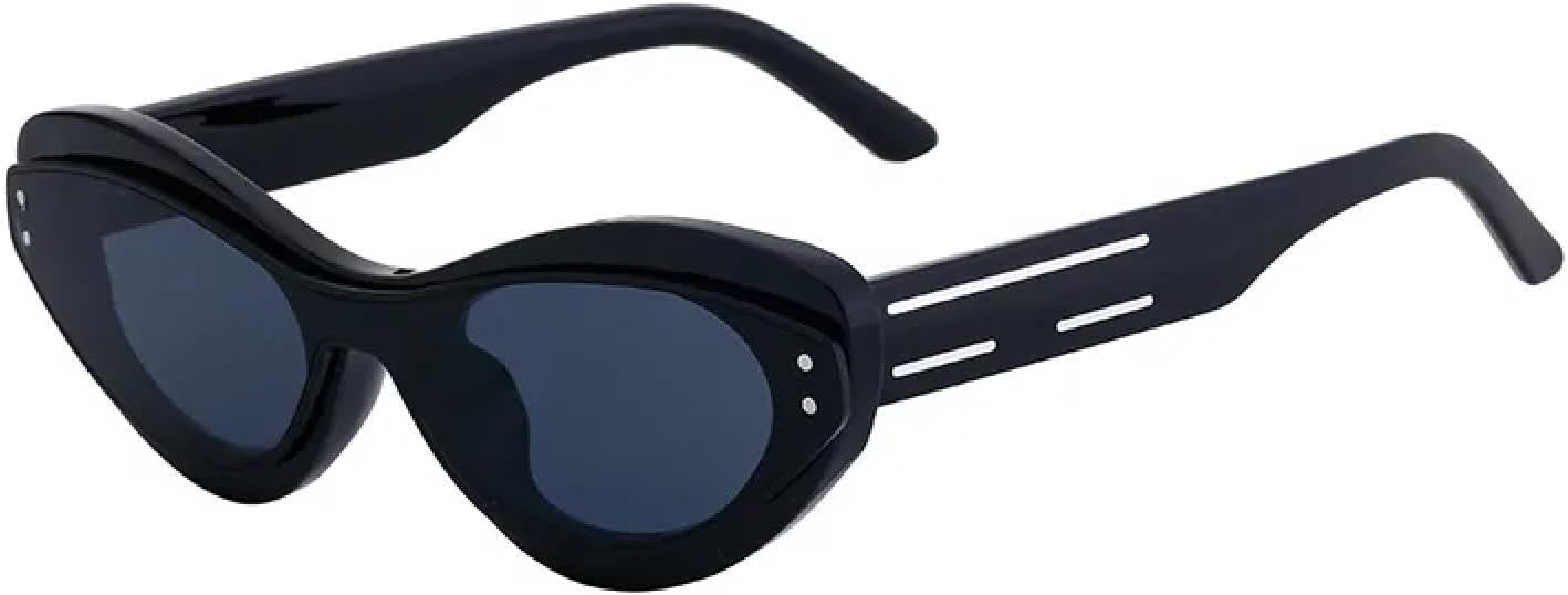 

Винтажные солнцезащитные очки «кошачий глаз» для женщин и мужчин, модные, популярные, роскошные, в стиле панк, с защитой от УФ-излучения UV400 TKKTLLT, Black Black Black