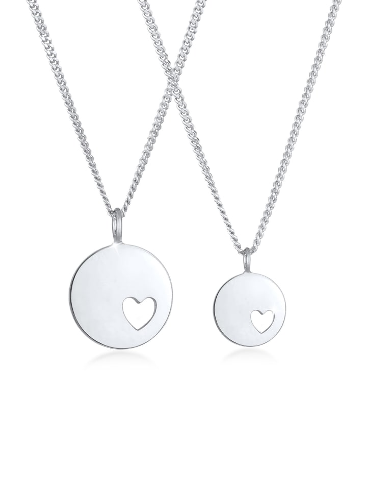 

Elli Колье из серебра 925 пробы: сердце и серебряный диск