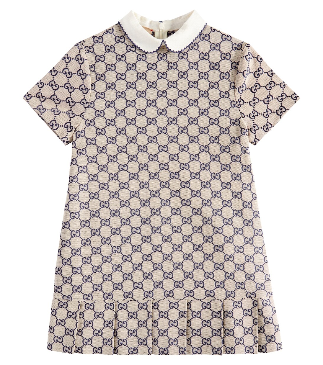 Платье из хлопчатобумажной ткани GG Gucci Kids, Oatmilk/Blue