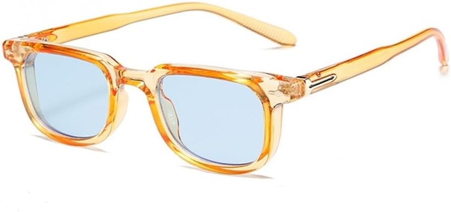 

Модные квадратные женские солнцезащитные очки с винтажными заклепками, мужские сине-зеленые очки с защитой от УФ-излучения UV400. Трендовые солнцезащитные очки SKFGNX, Orange Blue