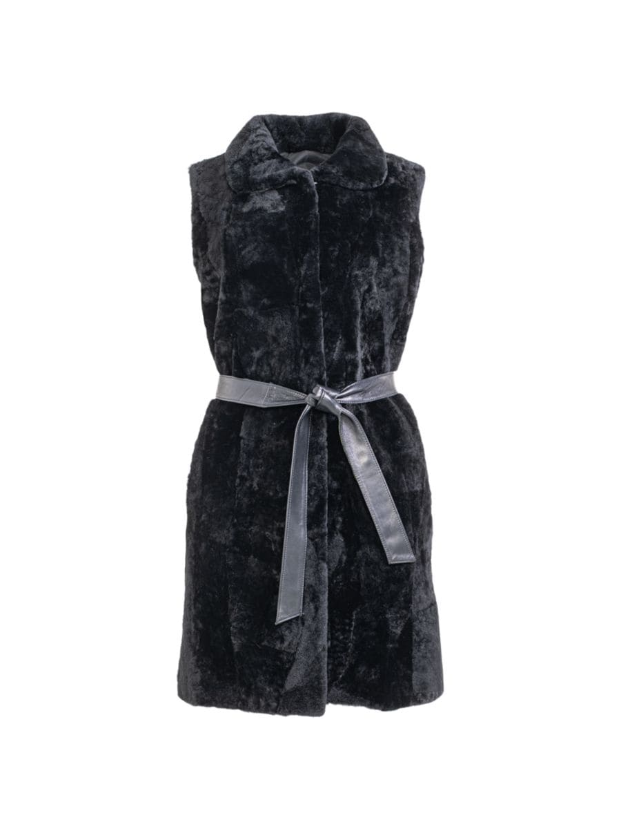 

Длинный жилет из овчины с поясом Made For Generations WOLFIE FURS, черный